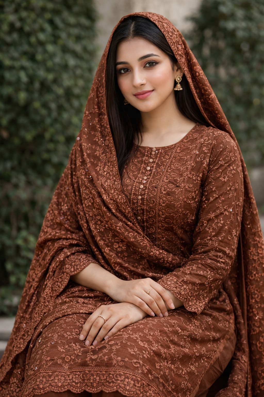 zimichu Brown Model Zimi Chu Silk Dress - Image 1